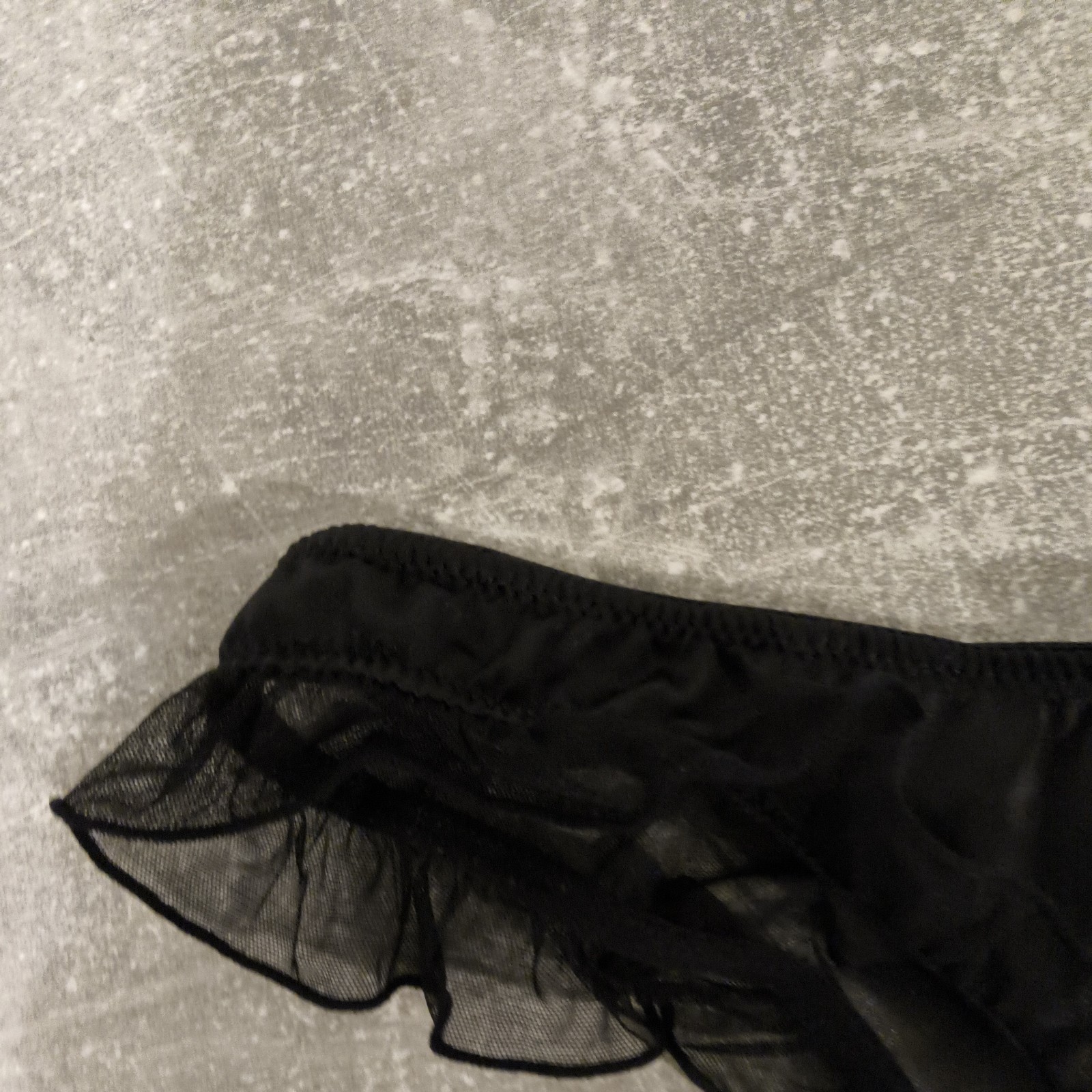 BNWOT Ann Summers Black Satin & Diamonte Trinket Ruffled Briefs Size 8-10
