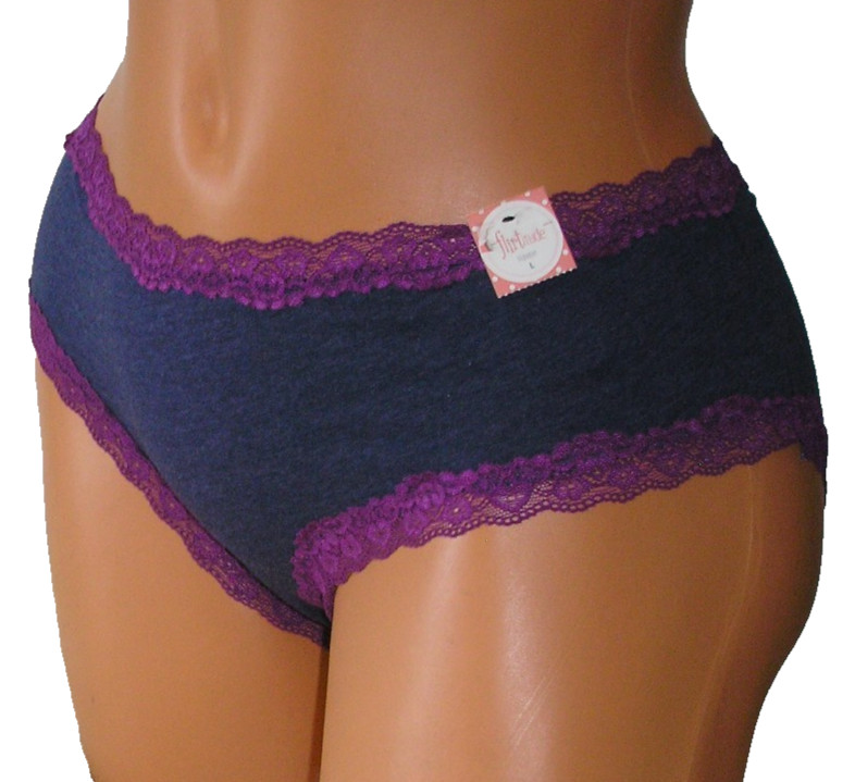 Panties Lingerie Flirtitude Purple Lace Trim Hipster, Large Adult Gift