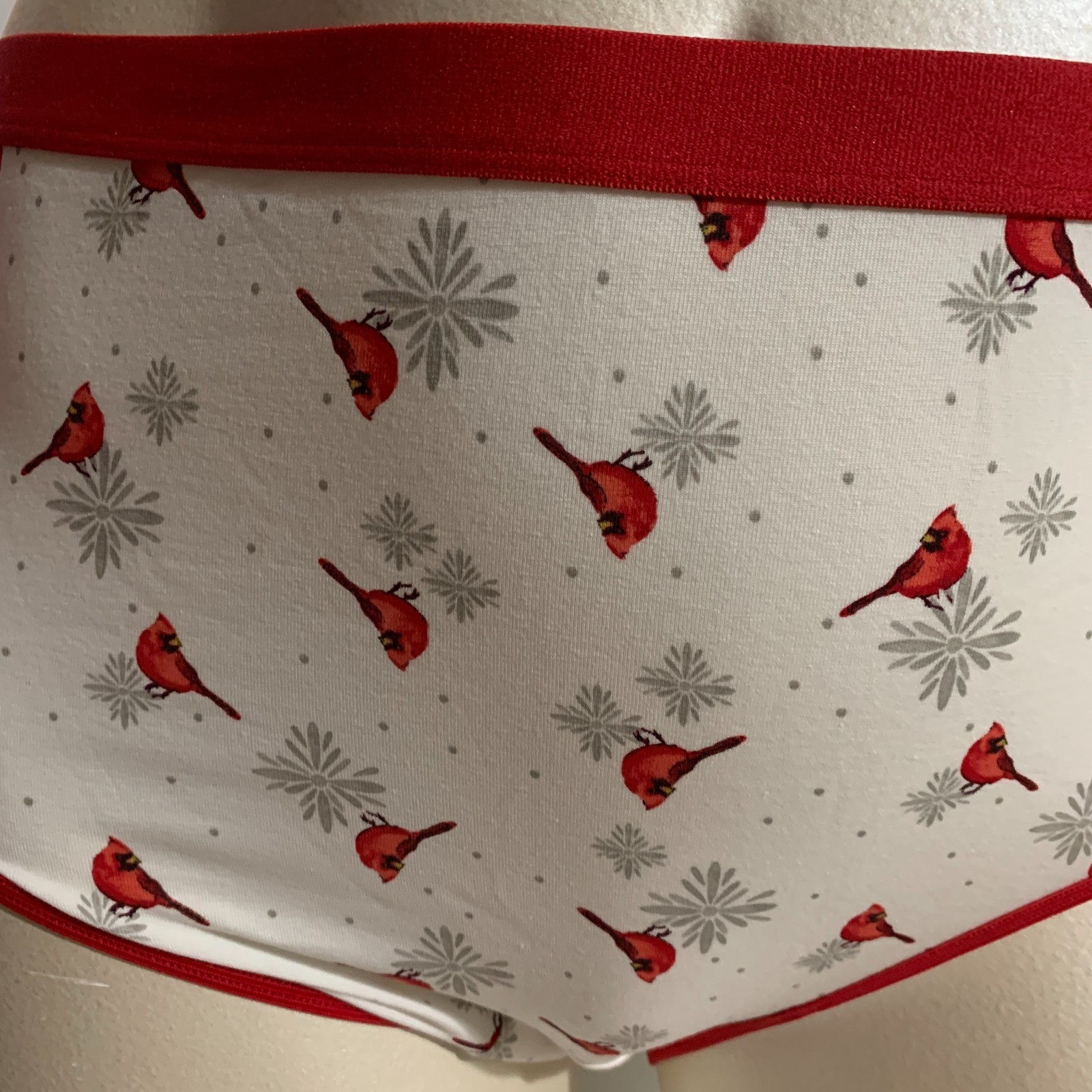 Catherines Full Brief Panties Underwear Cotton Blend Cardinal Snowflake Plus 2X