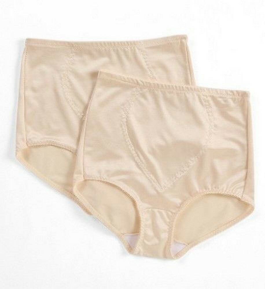 2 Pair Bali Firm Control Shapewear Brief Panties w Tummy Panel X710 Nude 7 Large