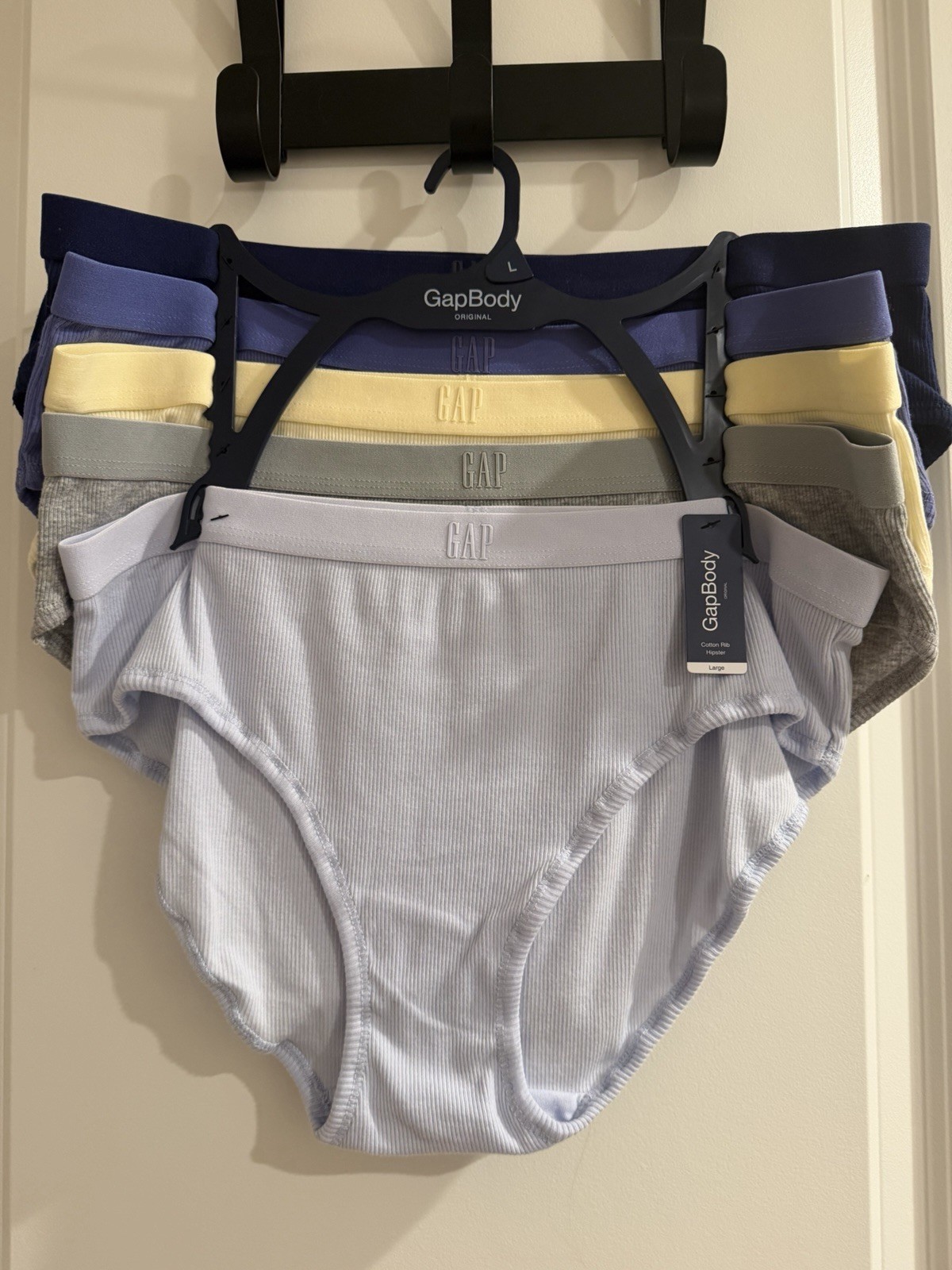 GapBody Women’s Cotton Hipster Panties 5-Pack Multicolor Solid Logo Size L