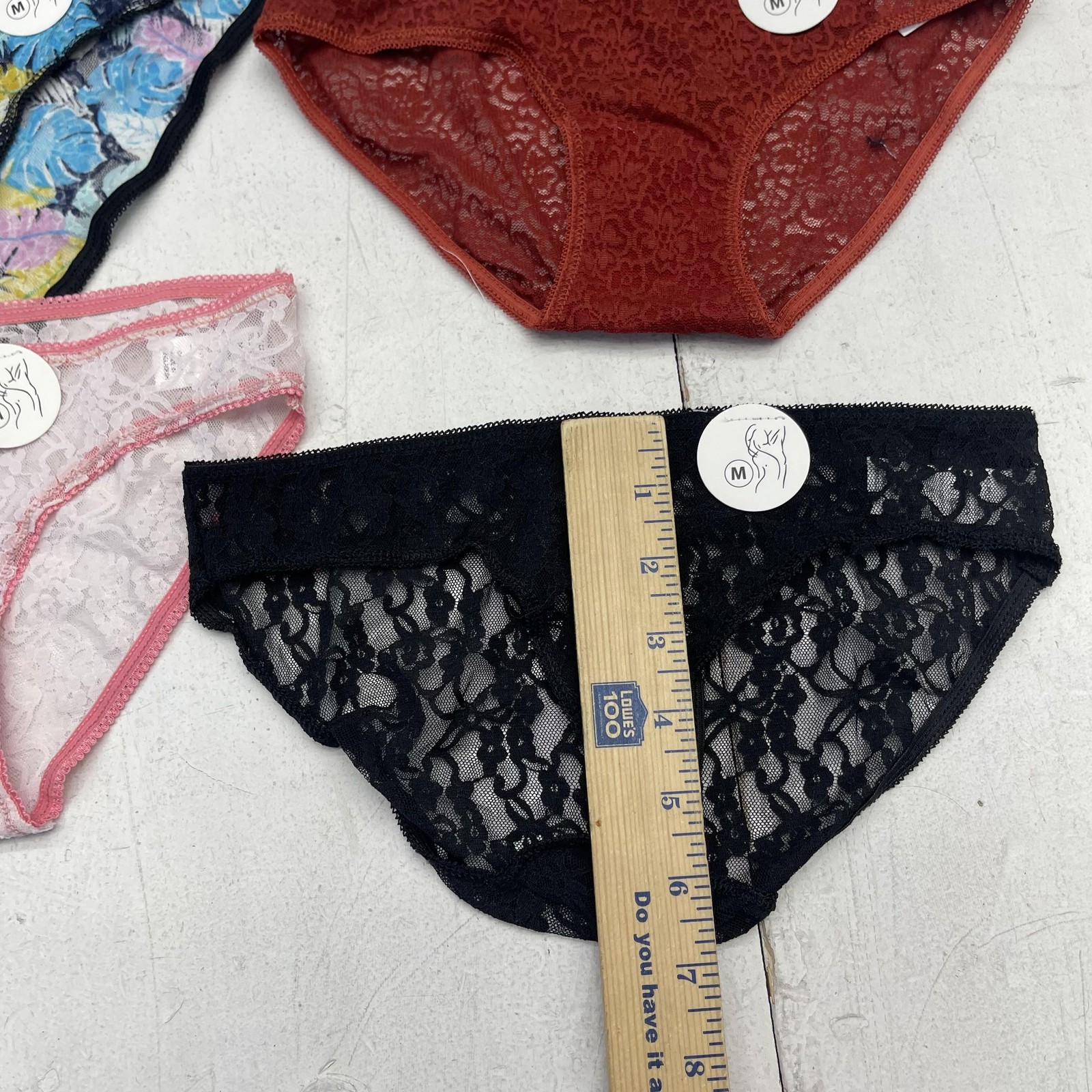 See Through Bikini Panties Womens Medium Multicolor Lace Sheer 6 Pack Stretch