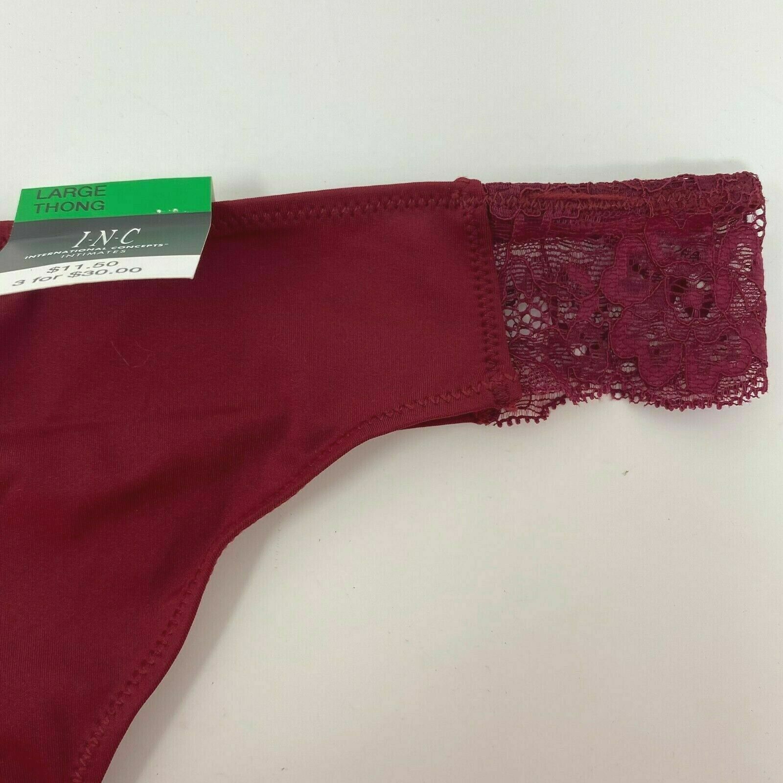 INC Womens Size Large Thong Panties Cherry Pie Red with Lace Trim 100081506