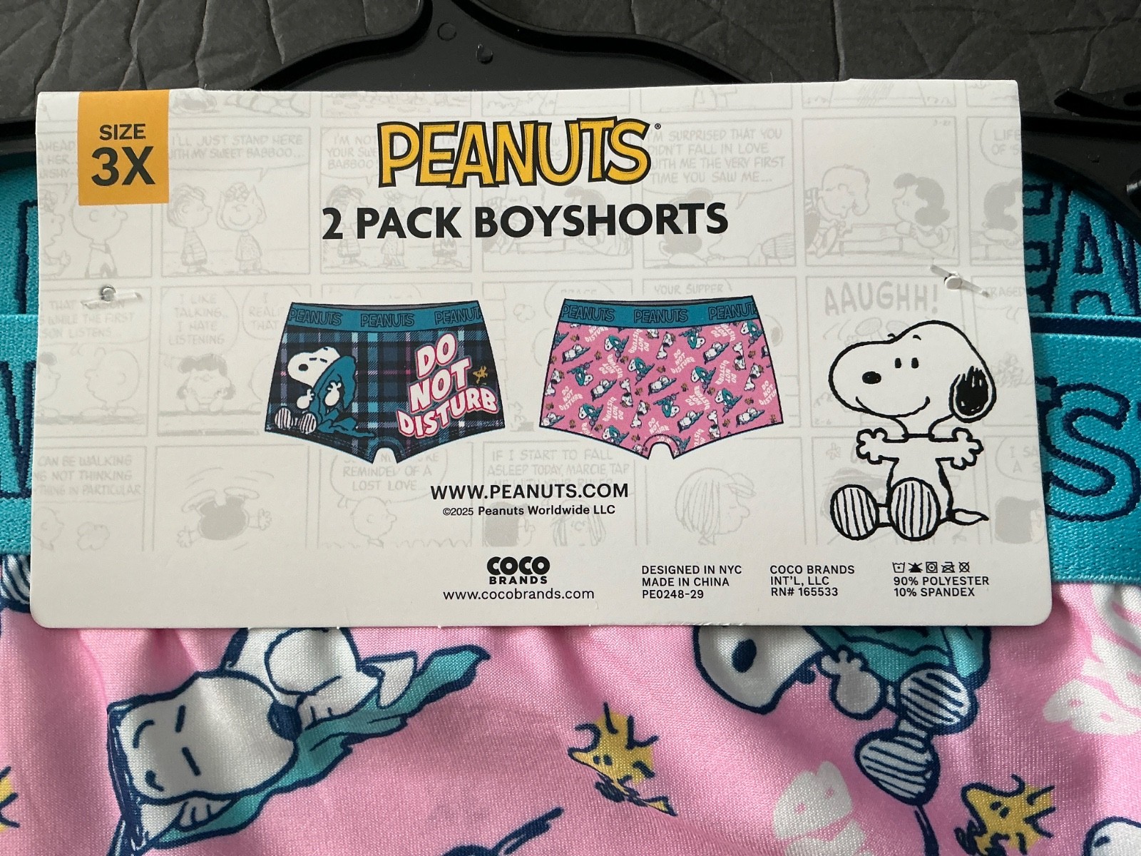 PEANUTS SNOOPY WOMENS 2 PACK BOY SHORTS UNDERWEAR Size 3X NWT Do Not Disturb