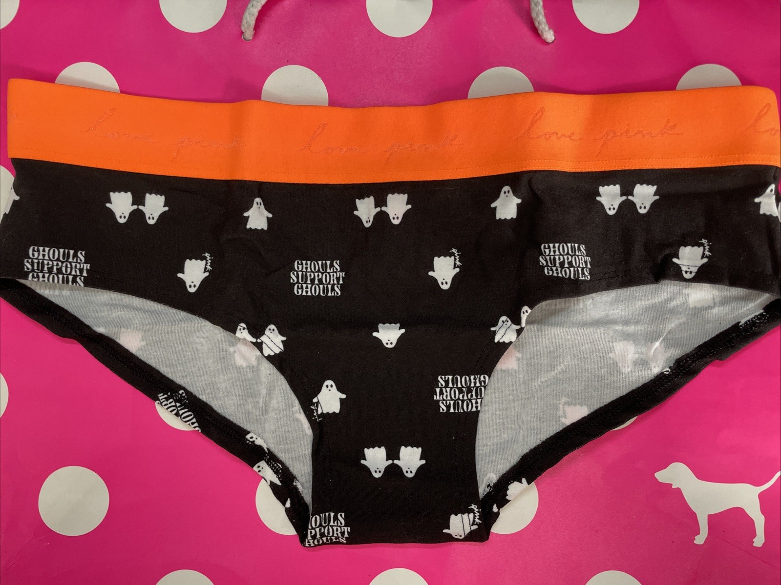 2021 Vintage Victoria’s Secret PINK Wide Band Hipster Panties L Ghost Halloween