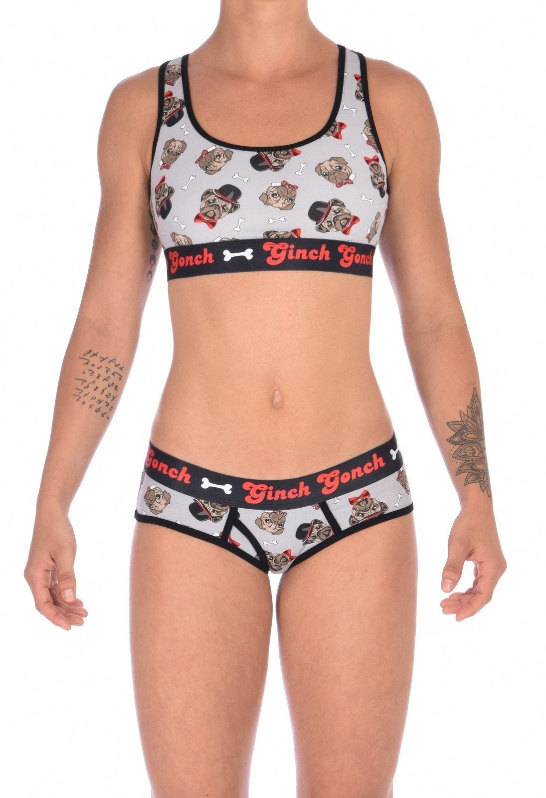 Ginch Gonch Women’s Pug Life Dog Print Briefs Cotton Stretch NWT
