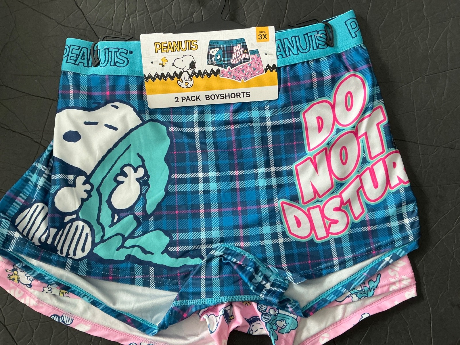 PEANUTS SNOOPY WOMENS 2 PACK BOY SHORTS UNDERWEAR Size 3X NWT Do Not Disturb