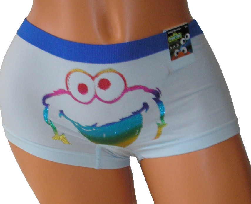 Panties Lingerie Sesame Street Cookie Monster Boyshorts, Medium / 6 Adult Gift