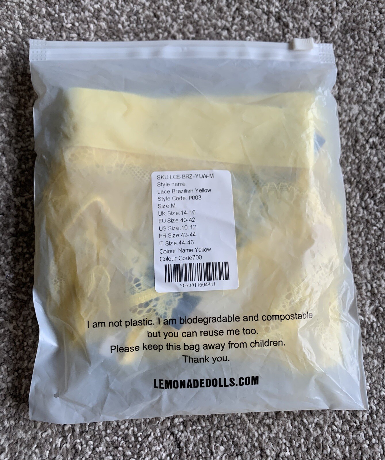 lemonade dolls The Picot Lace V-Brazilian Size M (14 – 16) Brand New