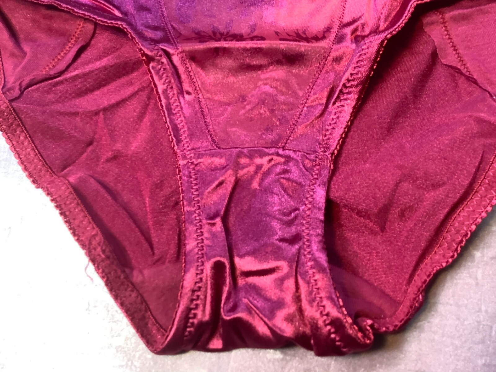 Women Panties,Briefs”Eva Cervantes”Size L. Purple Soft shiny Satin W/decoration