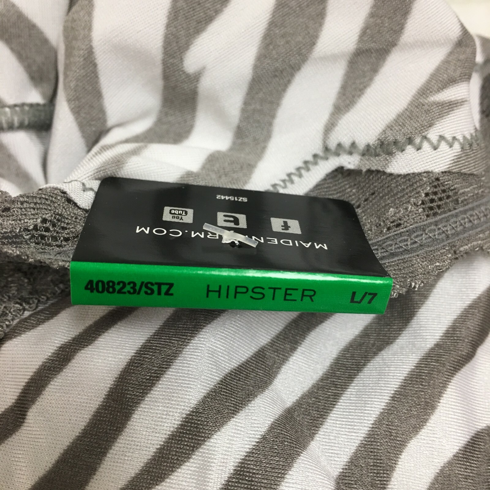 Maidenform Women’s Cheeky Scalloped Lace Hipster Gray/White Zebra Stripe L/7 NWT