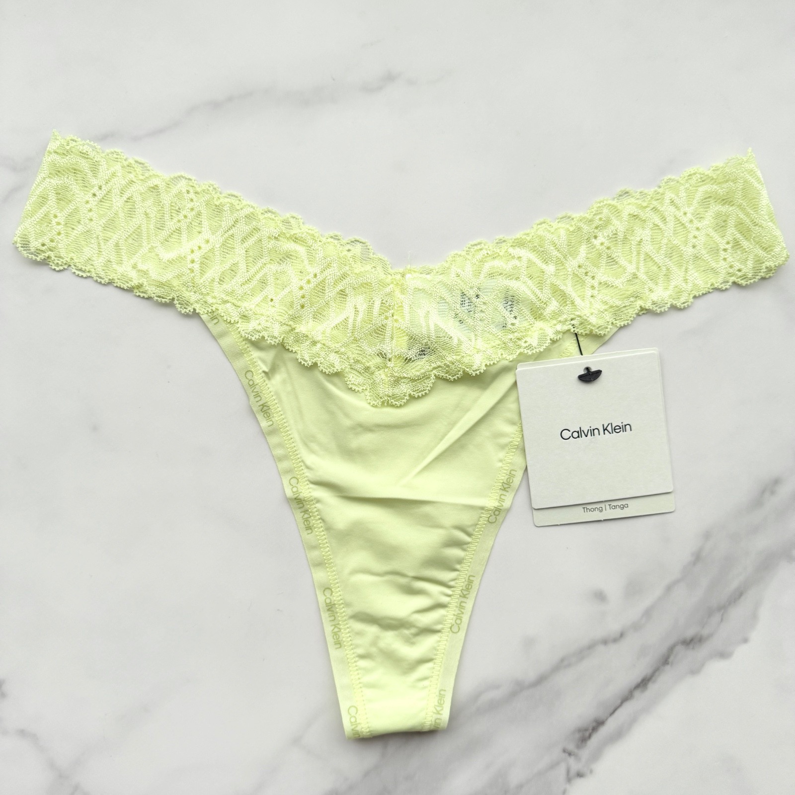 Calvin Klein Attraction Thong Panty Pale Lime Yellow SZ S/M/L/XL