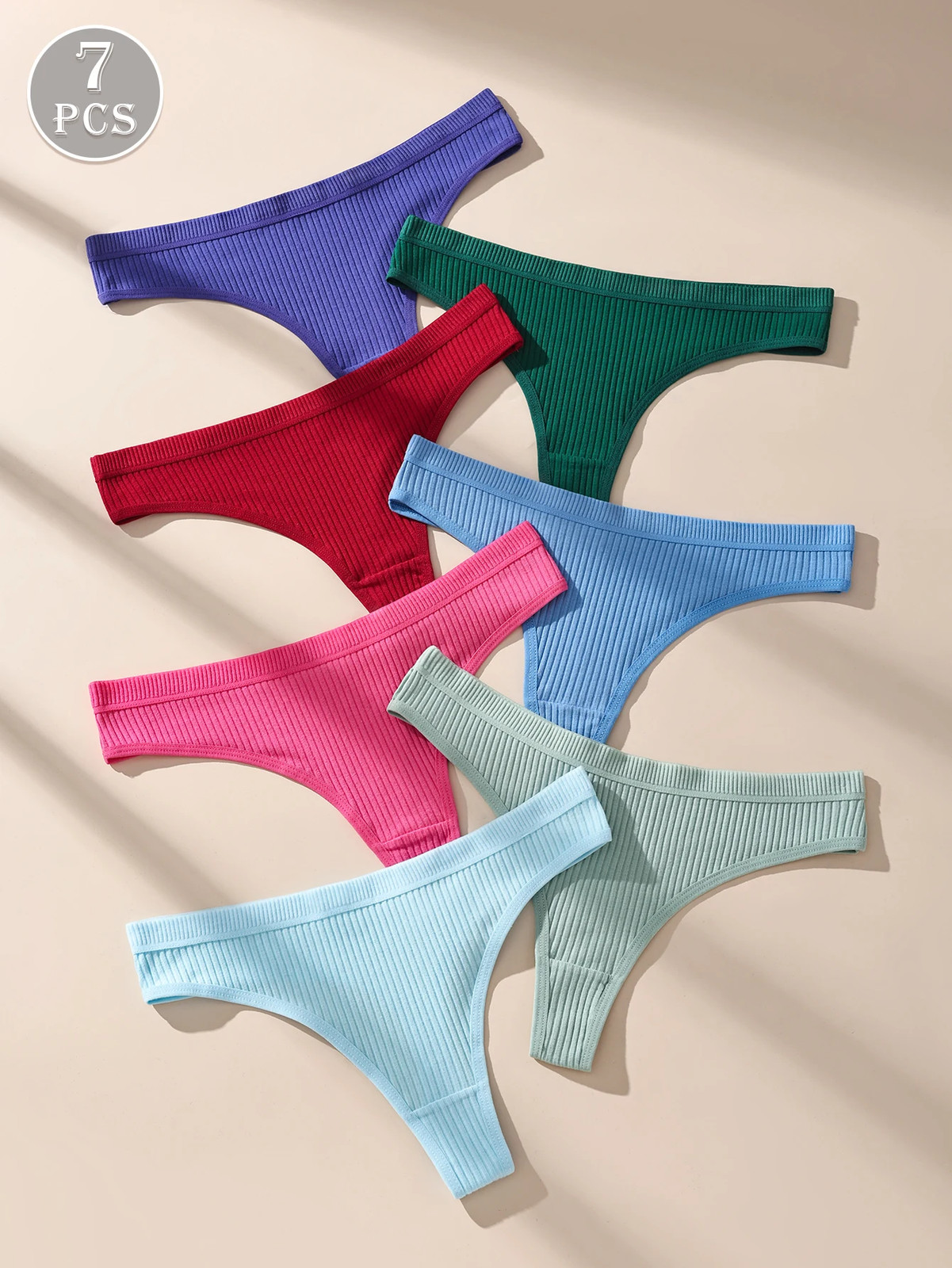 Low Rise Cotton G String Panties Women’s Solid Soft Stretch Comfort Fit 7 Pcs