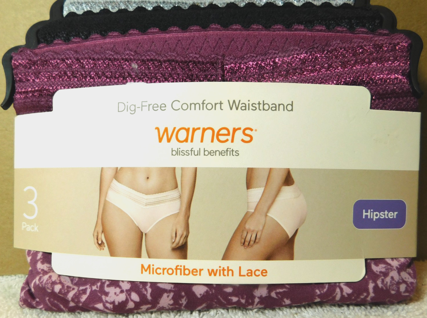 Warners~Blissfulo Benefits Microfiber With Lace 1 Floral Print & 2 Solids (DG)