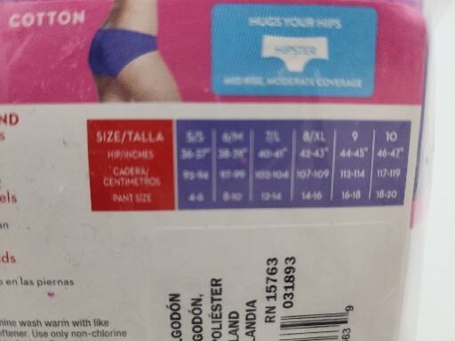 Hanes Women’s Cotton Hipsters 3 solid and a print size 5