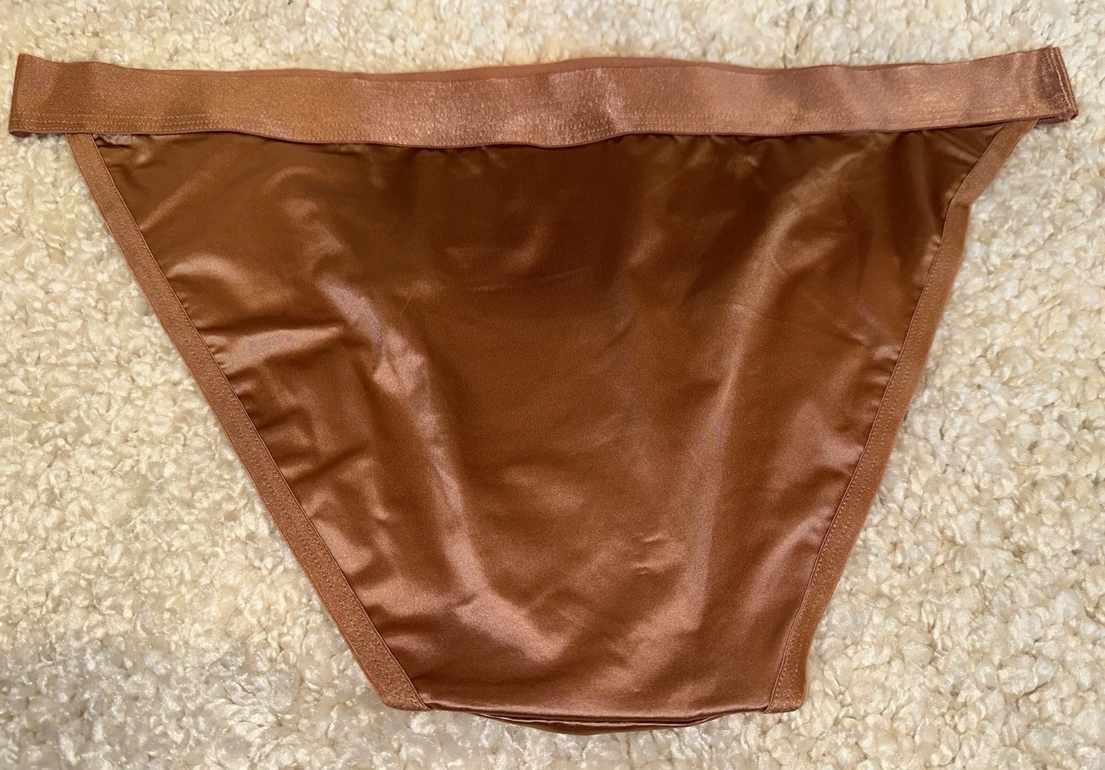 Vtg Styl Glossy Slippery Rose Gold 2nd Skin Butter Satin Bikini Panties 2X NEW