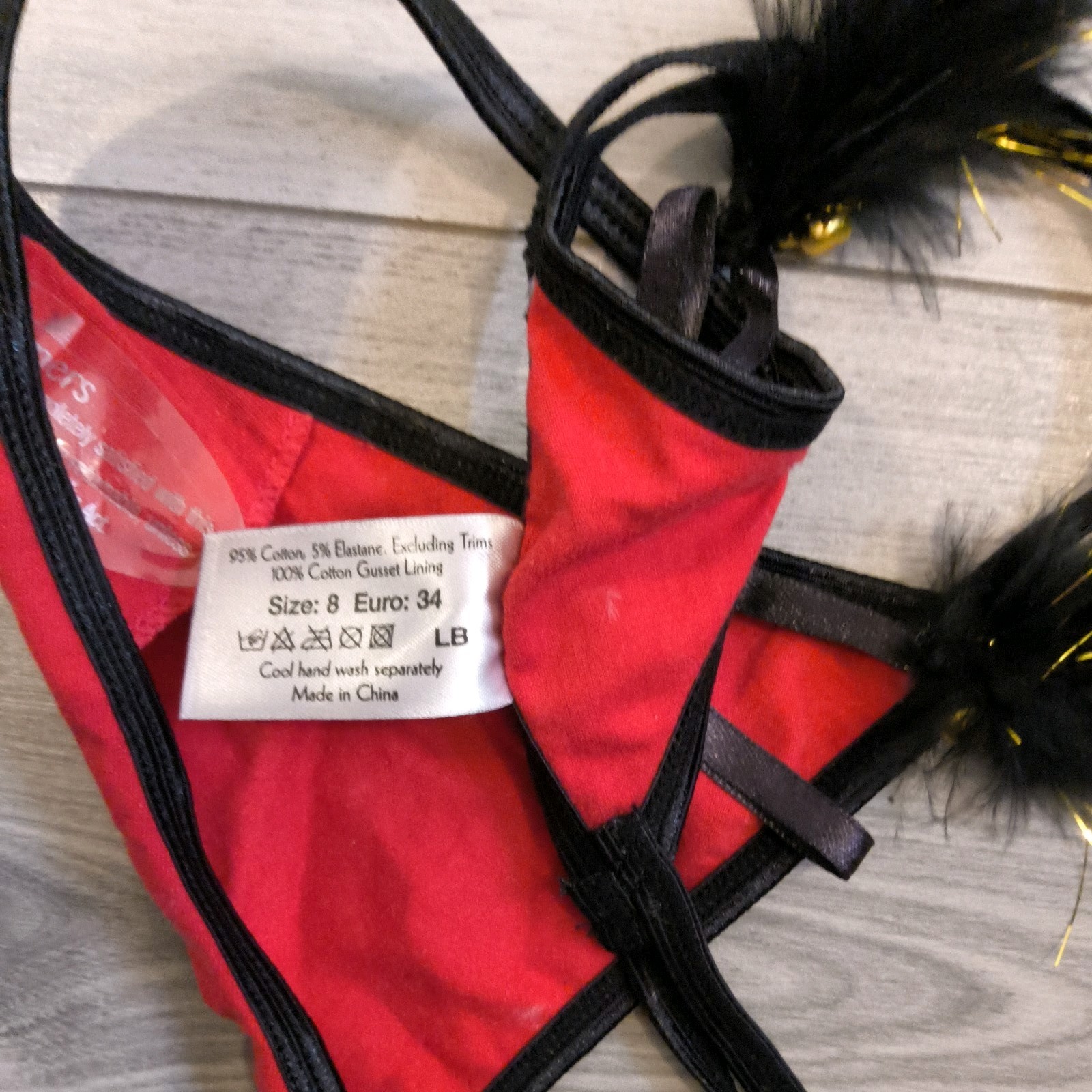 BNWT Vintage Ann Summers Red Jingle My Bells Christmas Thong Size 4-6