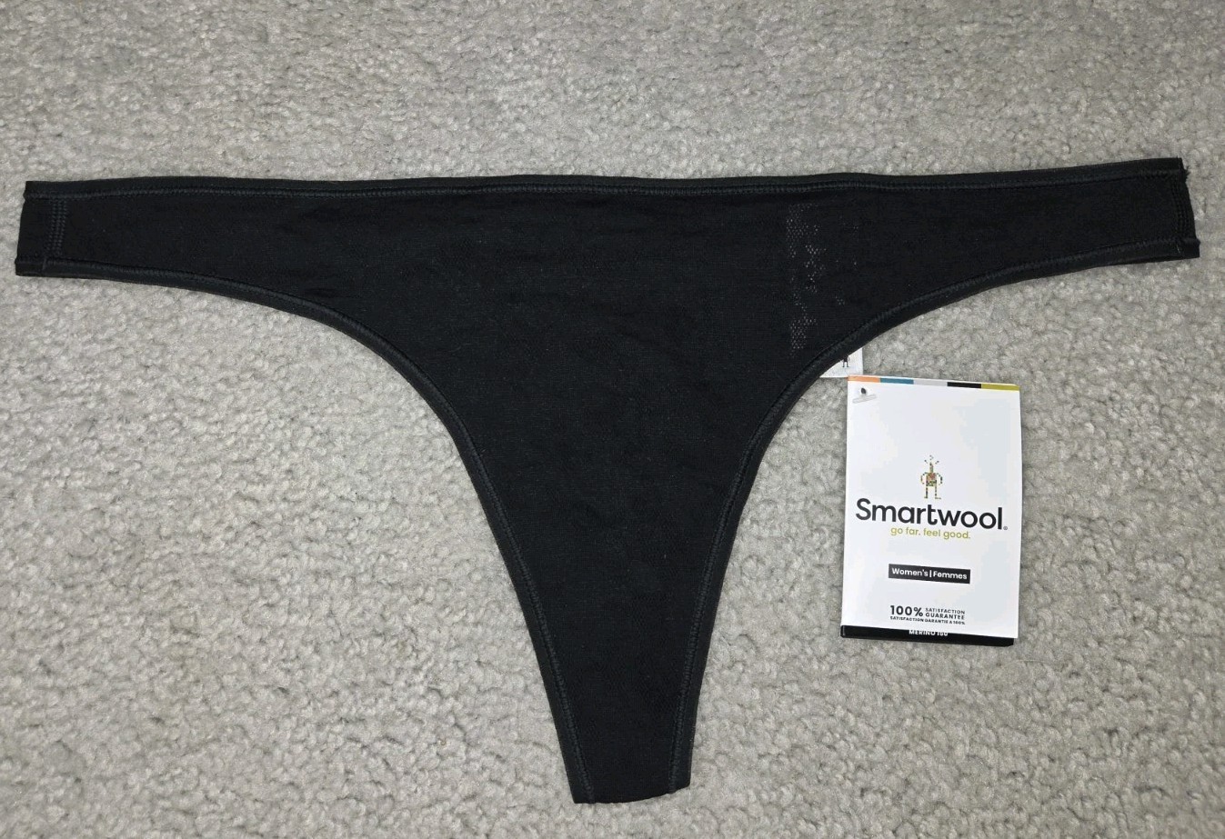 Smartwool Womens Black Merino 150 Lace Thong Size L New