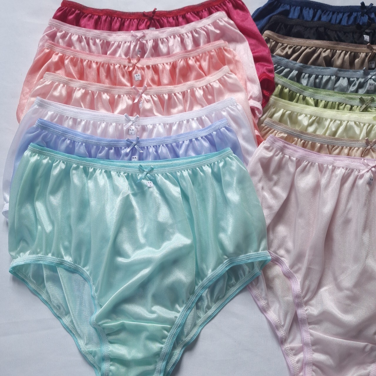 16 Panties Underwear Women Light Nylon Silky Soft Briefs High Waist 30-36″Size L