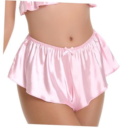 Women’s Satin Fluted French Skirt Shorts Knickers Briefs XX-Large Baby Pink