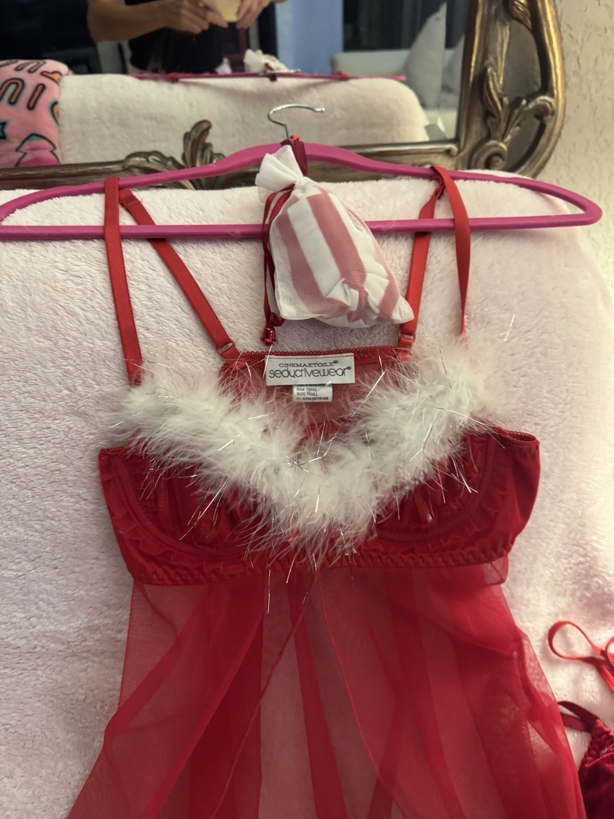 Christmas seductive wear size small thong size medium striped red and white Chri