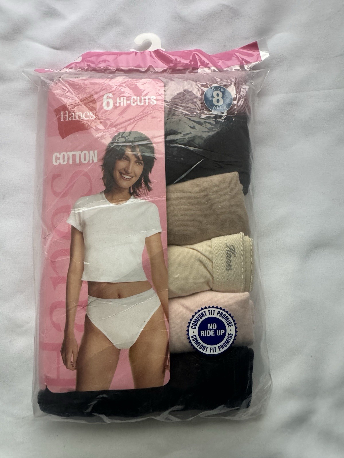 Vintage (6) Hanes Hi-Cut Size 8 (XL) No Ride Up Multicolor Cotton Womens Comfort