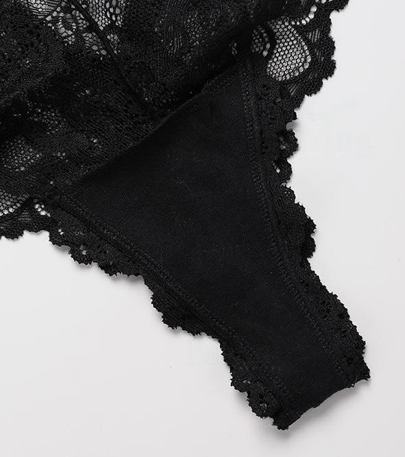 Women Floral Lace ThongsI Underwear 3 Pack Heart Metal Waist Trim Daily Panties