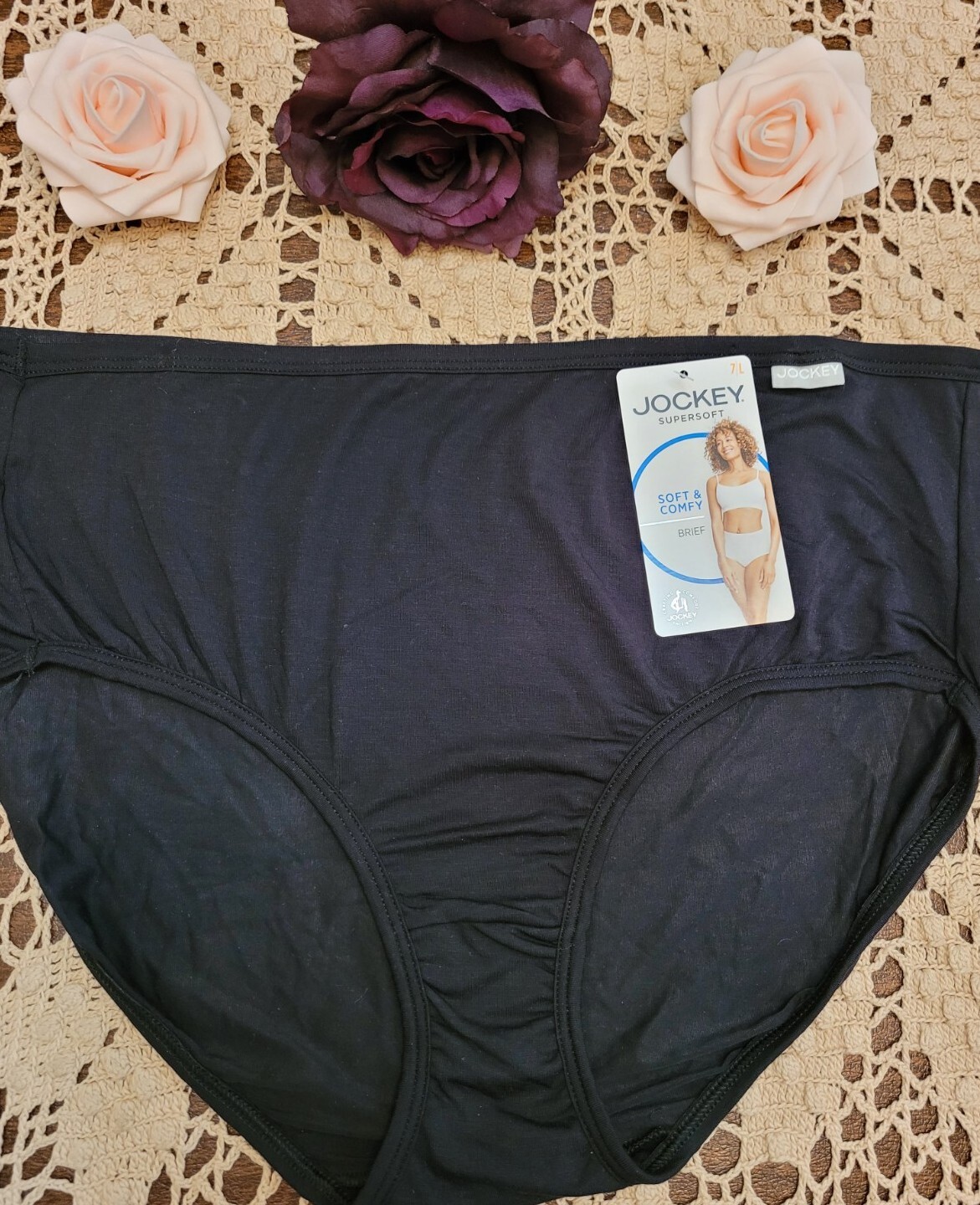 JOCKEY LOGO SuperSoft Soft & Comfy Black BRIEF Panty 2161 NWT ~ 10/3X