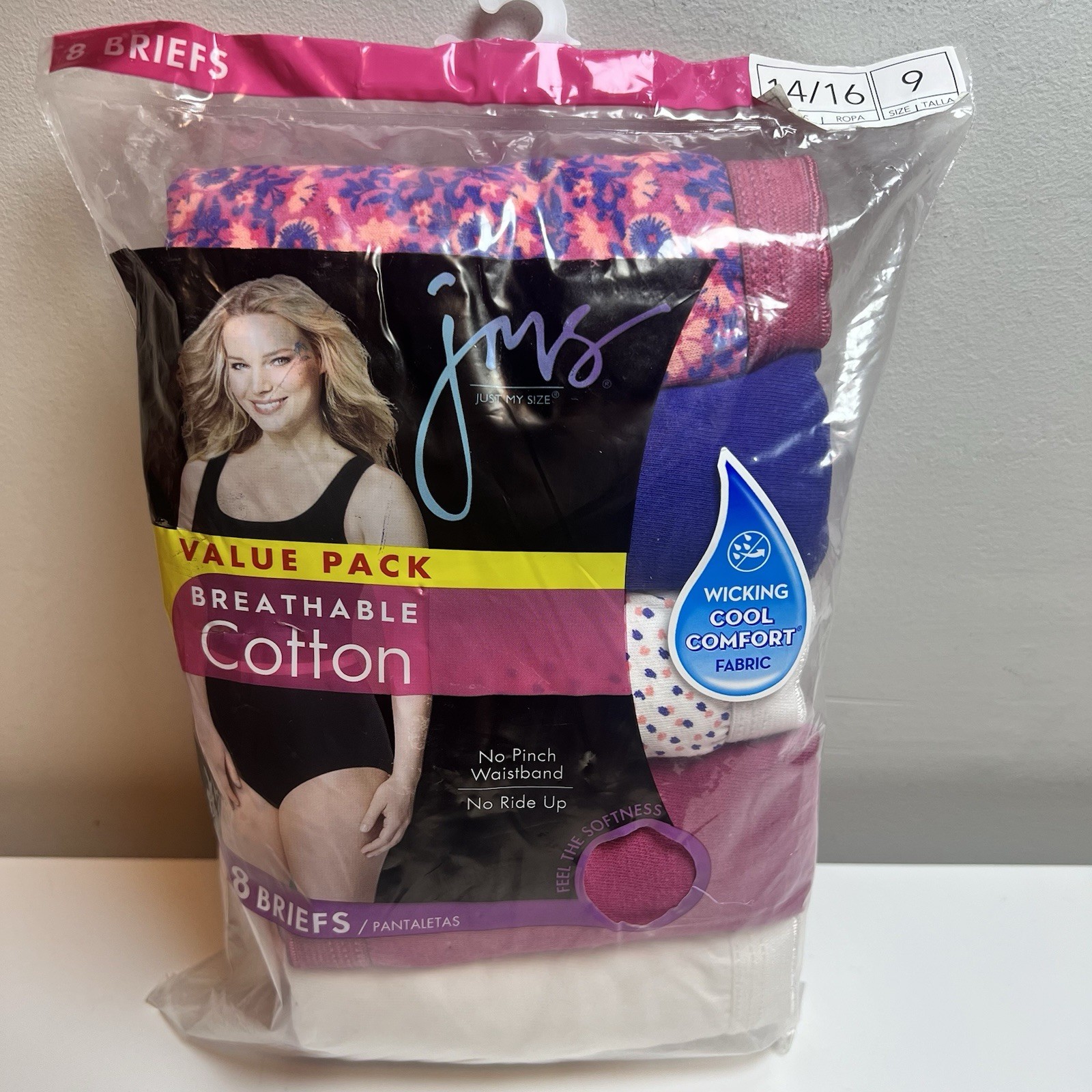 Just My Size 8 Pair Panties Briefs Breathable Cotton 8 Pair