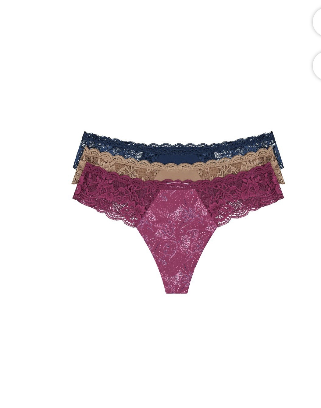 Joyspun Womens Assorted Microfiber & Lace Thong Panties 3-Pack Size XXL (20) NWT