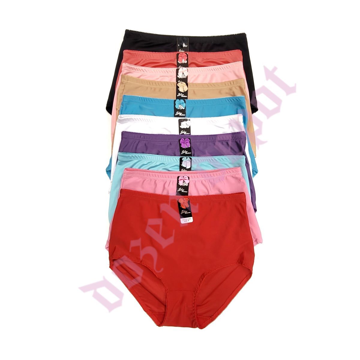 Lot 6 Full Coverage High Waist Very Light Tummy Control Satin Girdle Panties