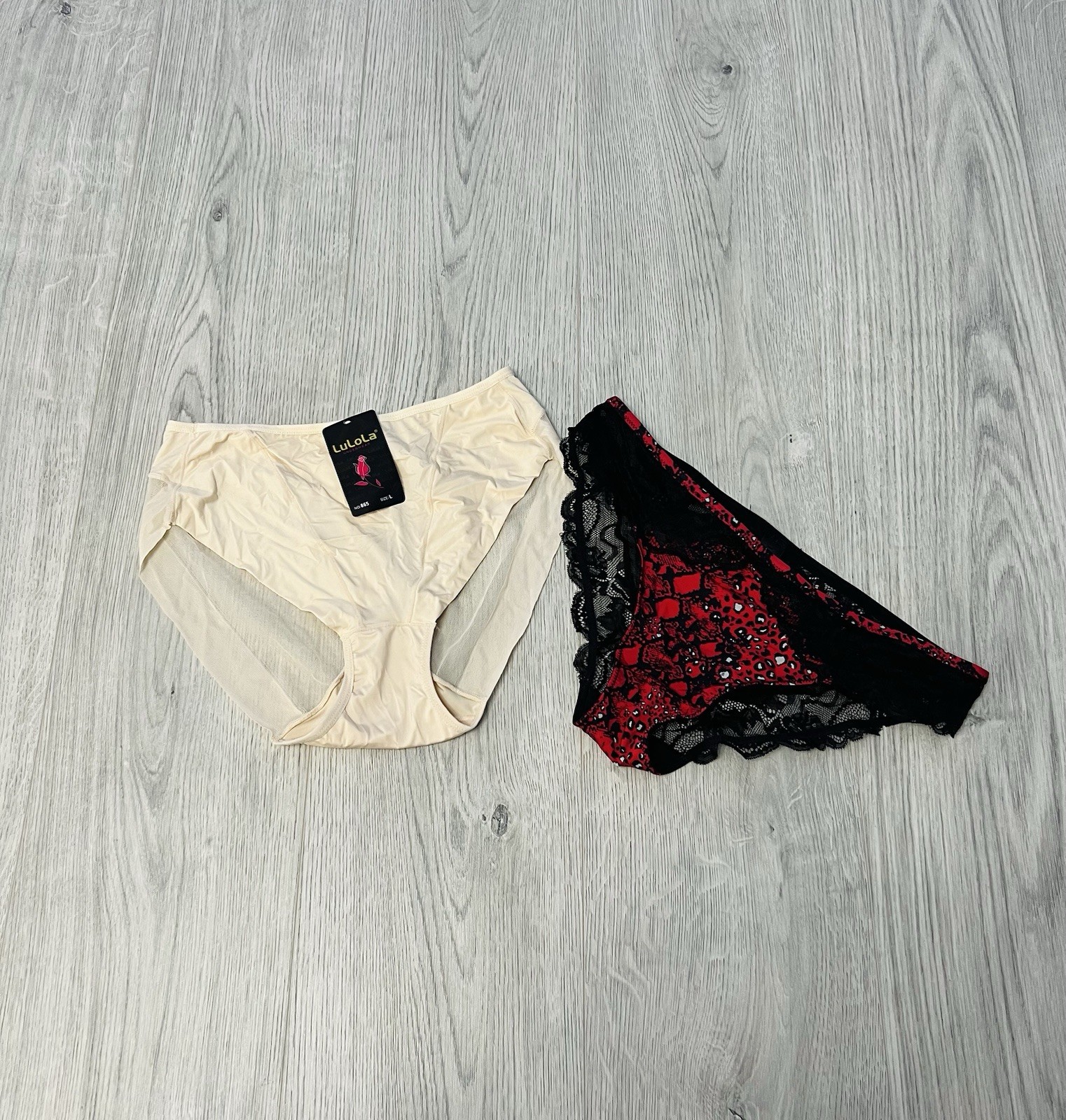 2 Piece Briefs Size M/L 10/12 Black Lace And Seamless Beige New