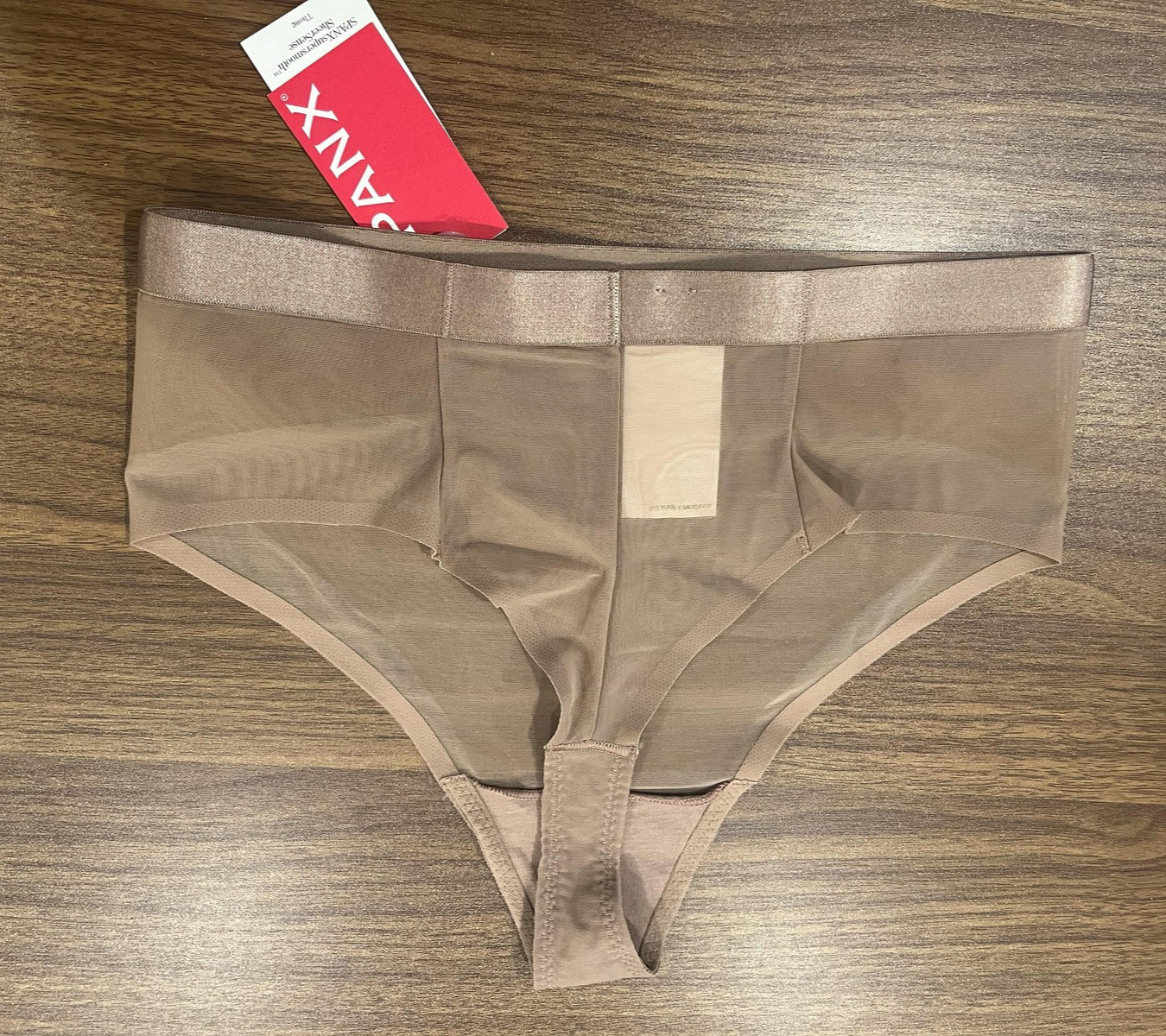 SPANX Supersmooth SheerSense Thong Womens Small Beige Sheer Shaping Underwear