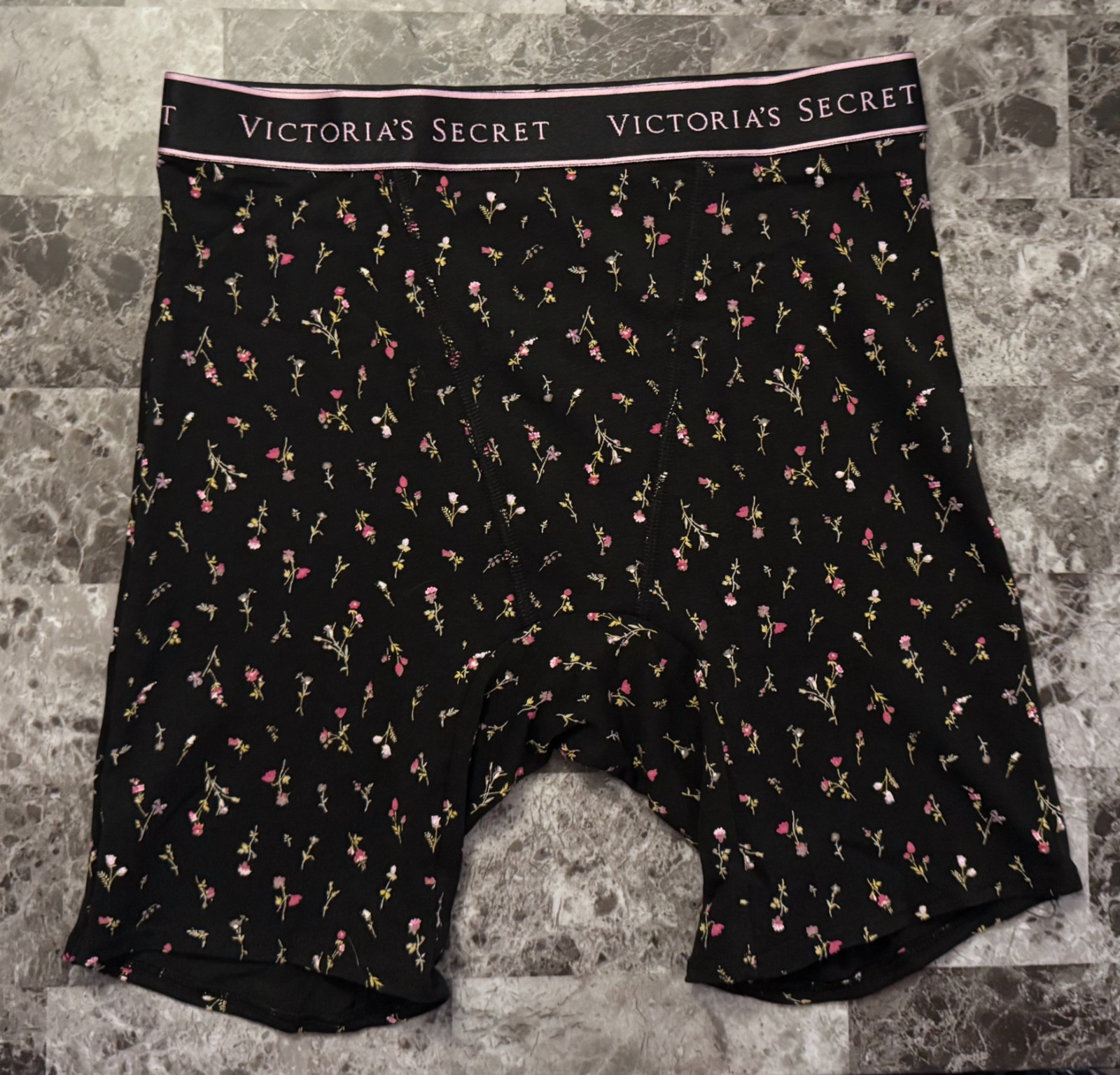 NWT VICTORIA’S SECRET PINK ROSE FLORAL THICK BAND BOY BRIEF BOXER SHORTS PANTIES