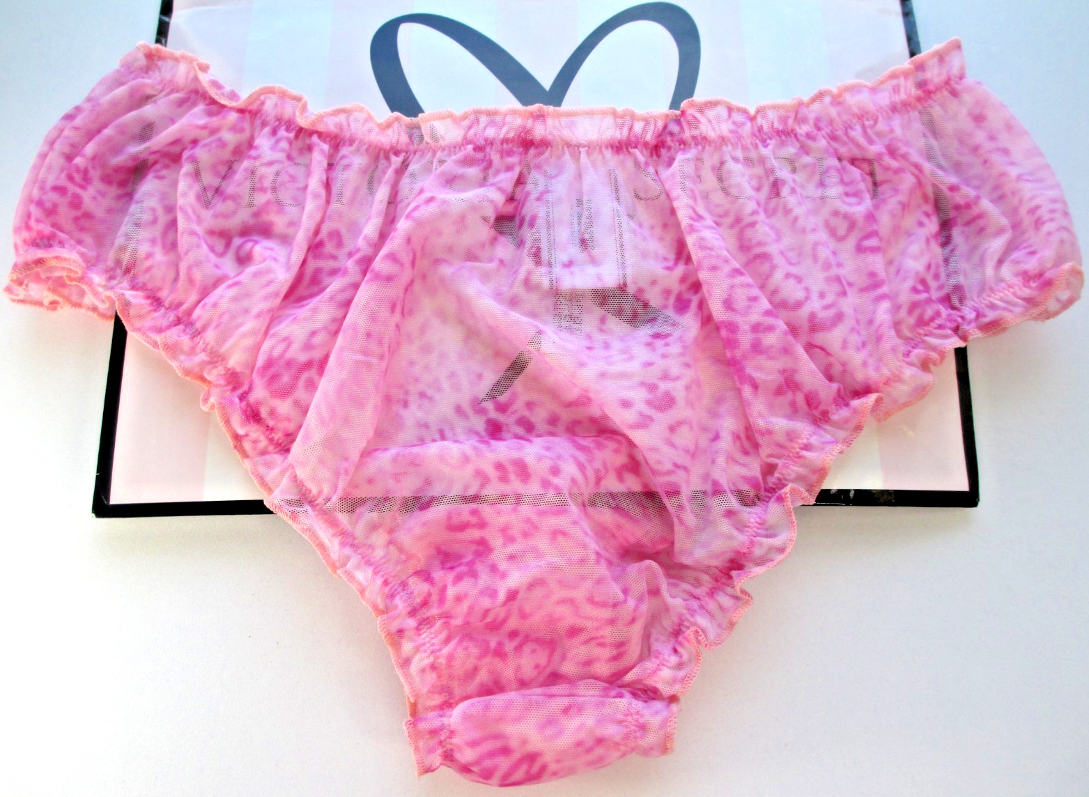 VICTORIA’S SECRET PINK Cheeky Panty S M L XL Pink Leopard NWT Flutter VS Ruffle
