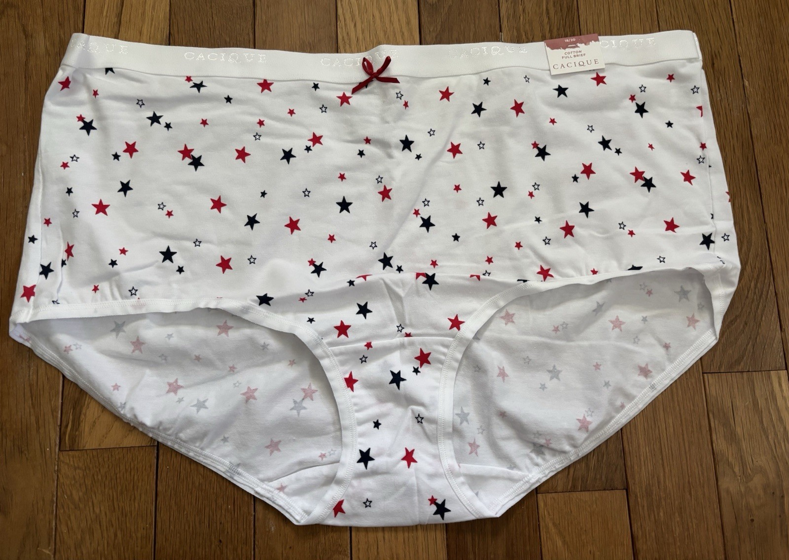 Plus Size 18/20 Lane Bryant Cacique Full Brief Cotton Panty Red White Blue Stars
