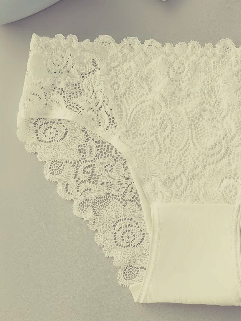 LADIES – BRIEFS TWO VINTAGE CREAM SATIN LUXURY IN LACE UK 12/14