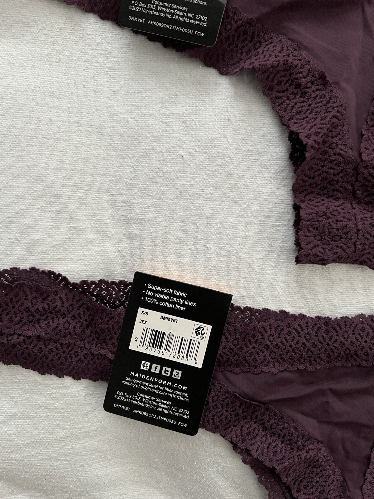 NEW Maidenform DMMVBT Quartz Purple V Back Thong 3 Pair Small 5 Women’s Thong