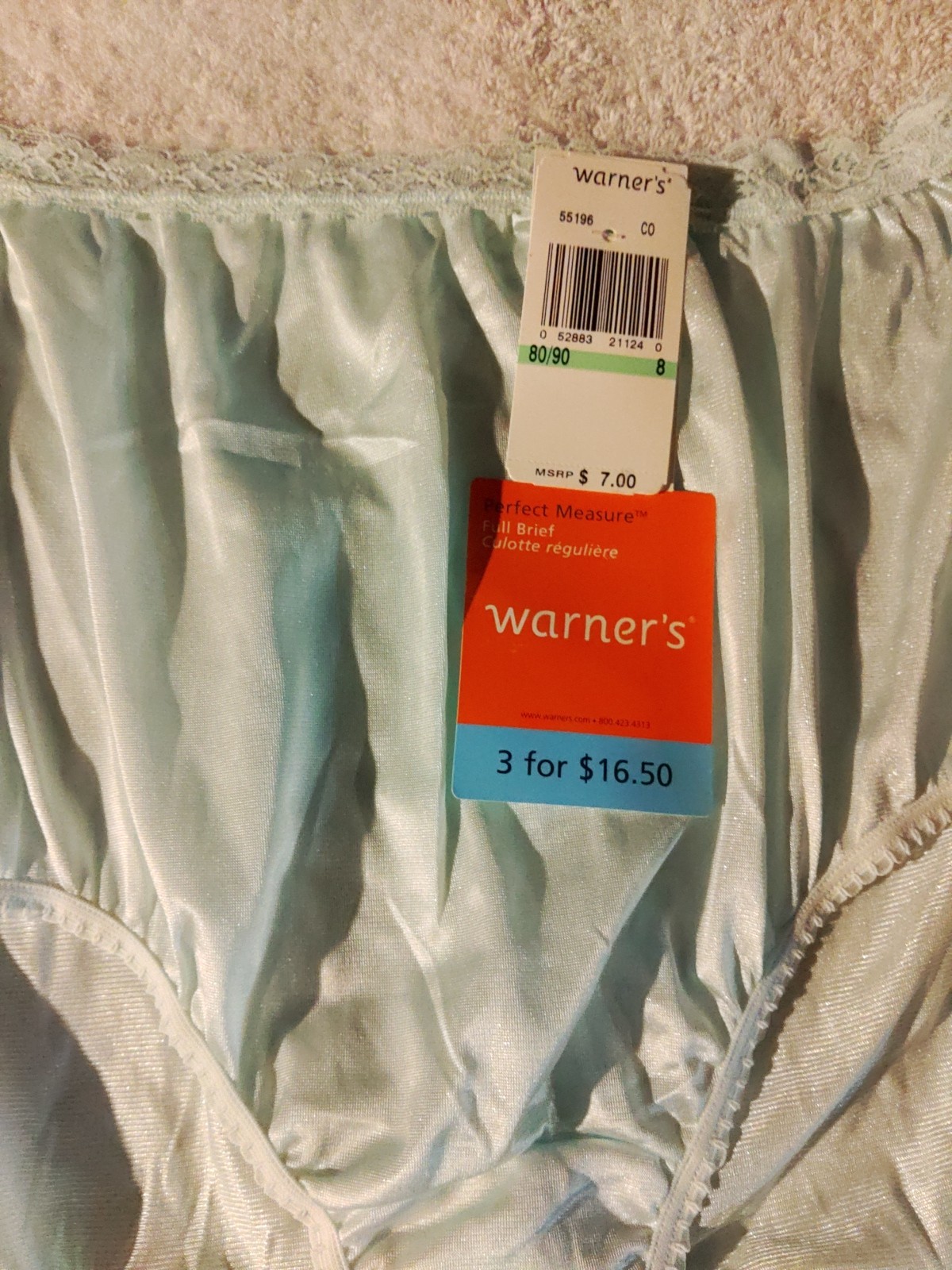 VTG Warner’s Perfect Measures White 100% Nylon W/ Lace Soft Silky Panties Sz 8
