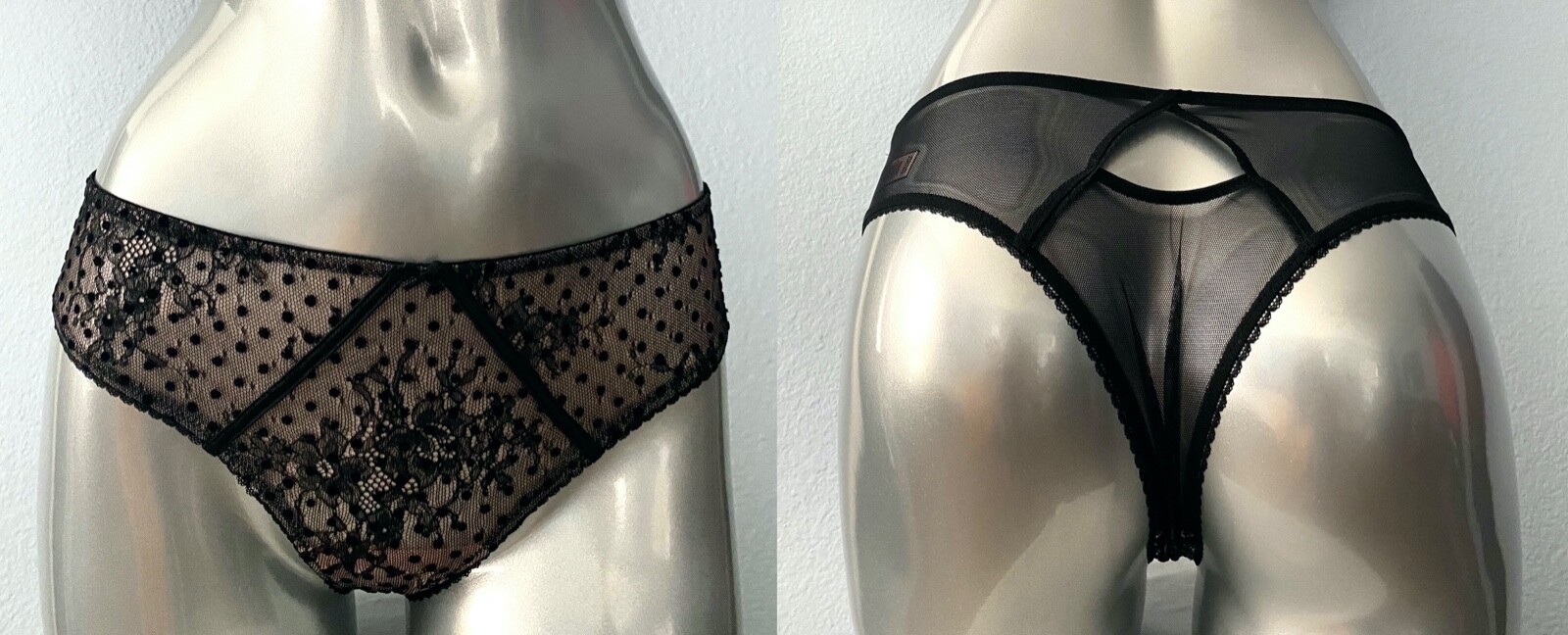 Victoria’s Secret Dream Angels Flocked Dot Sexy Cut Out Tanga Cheeky Panty S XL