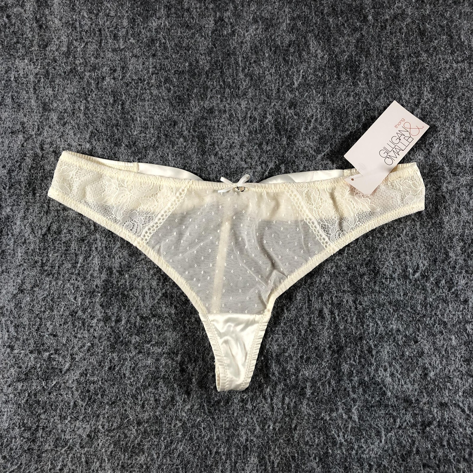 Gilligan & O’Malley Thong Panties Womens M White Sheer Mesh Lace