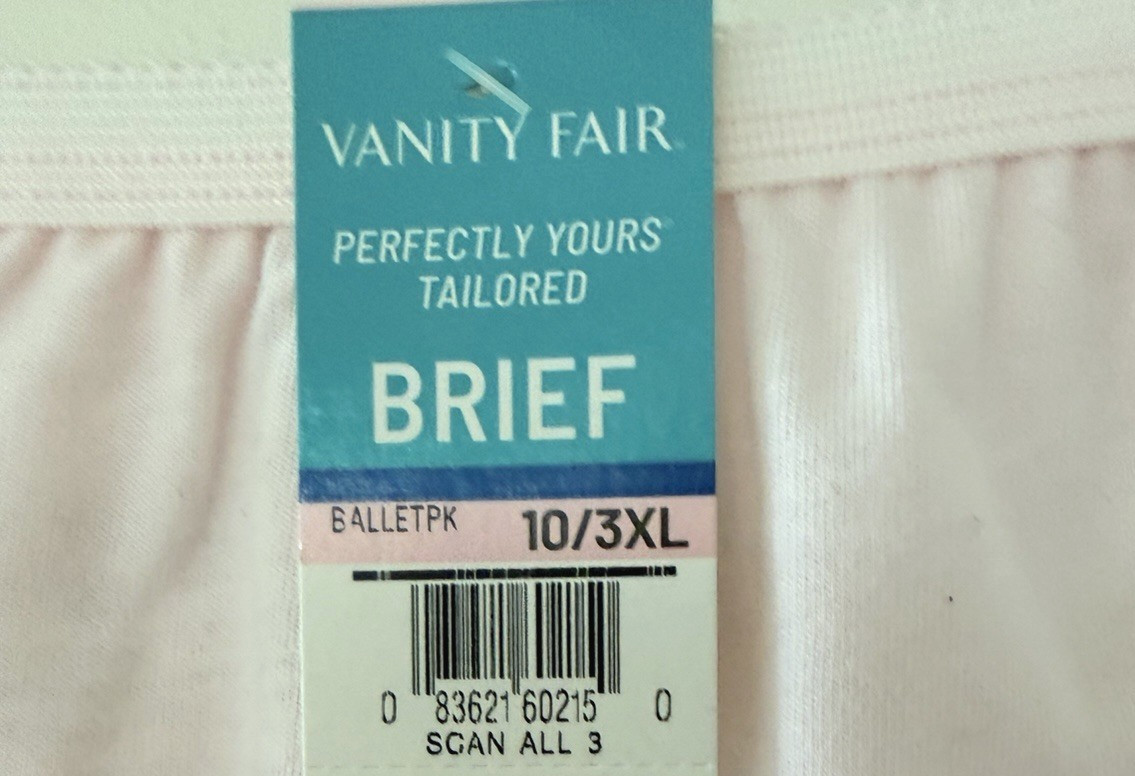 Vanity Fair Perfectly Yours Tailored Cotton Brief 15318 Pink/YellowY 10/ 3XL NWT