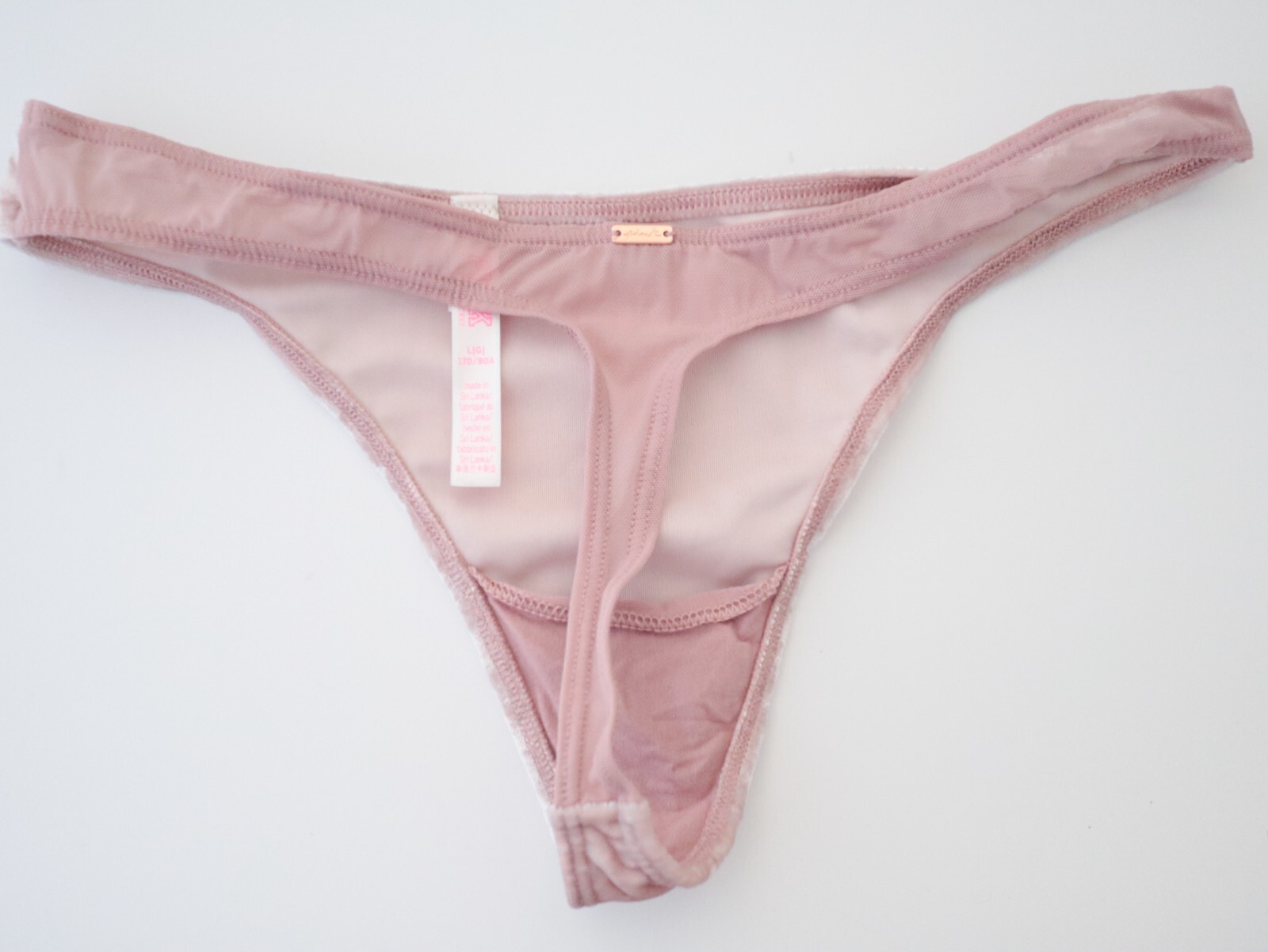 2 NEW Victoria’s Secret 2021 PINK Velvet Striped Thong Panty Lot LARGE