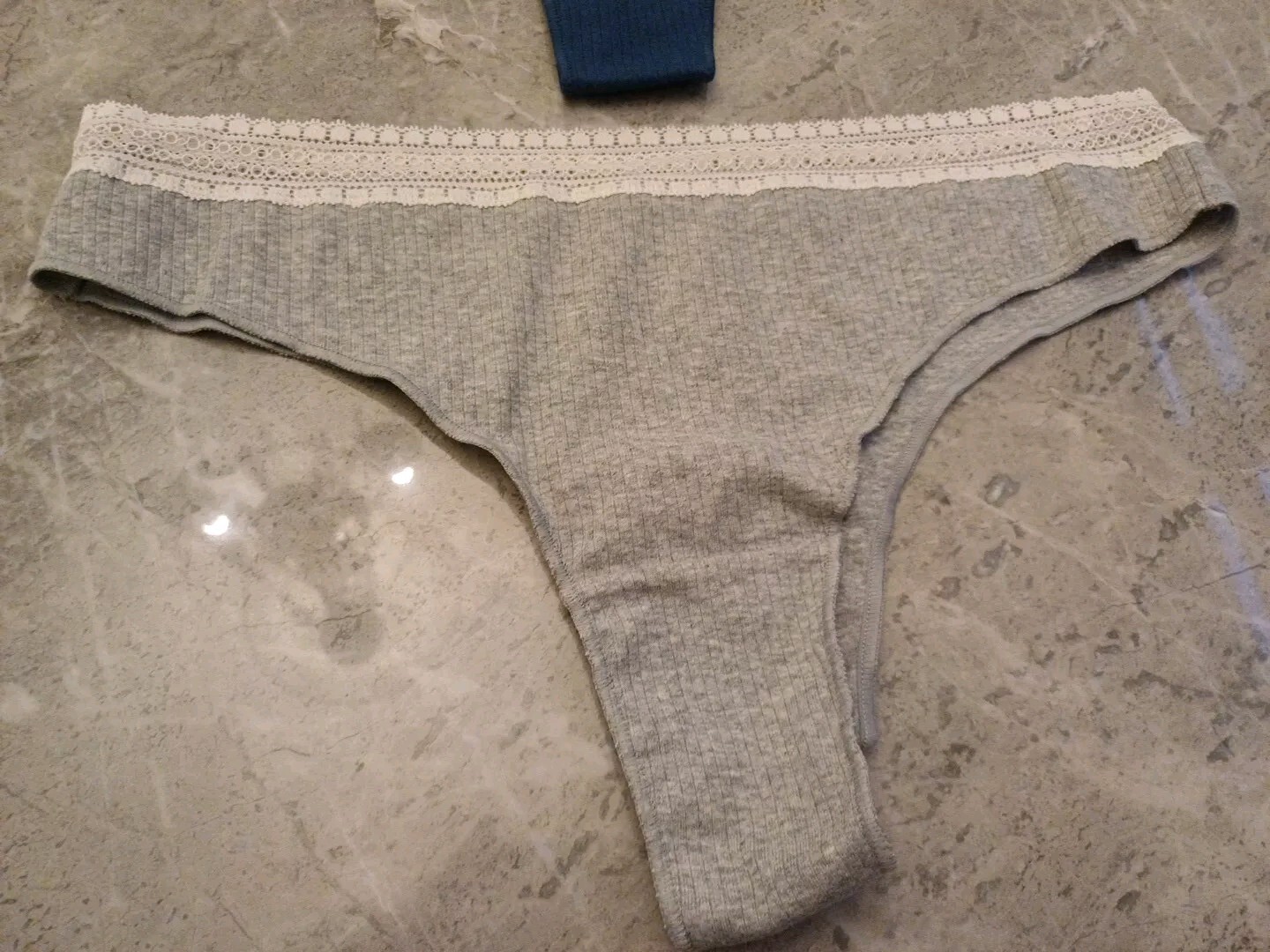 SLOGGI 2pk GO Ribbed Brazillian Knickers Size L GREY BLUE