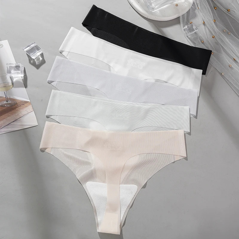 Low Rise Seamless Thong Panties Quick Dry Soft Stretch Comfortable Women Wear