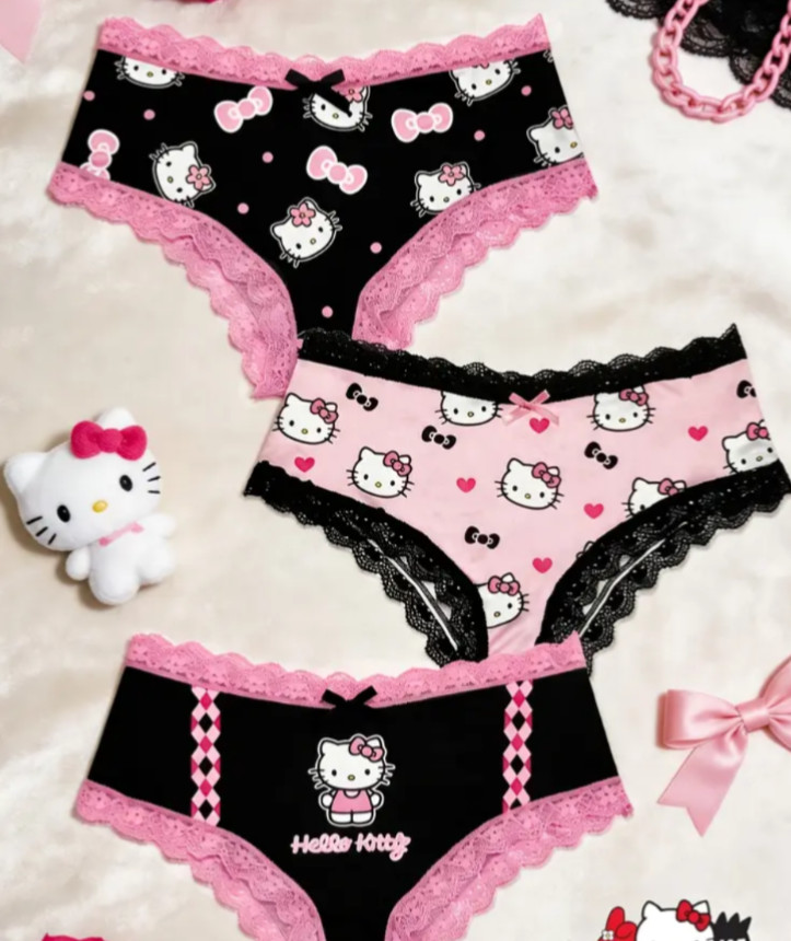 Sanrioom & Hello Kitty Collaboration Cute Cartoon Kawaii Pink Brief Panty L 3 pk
