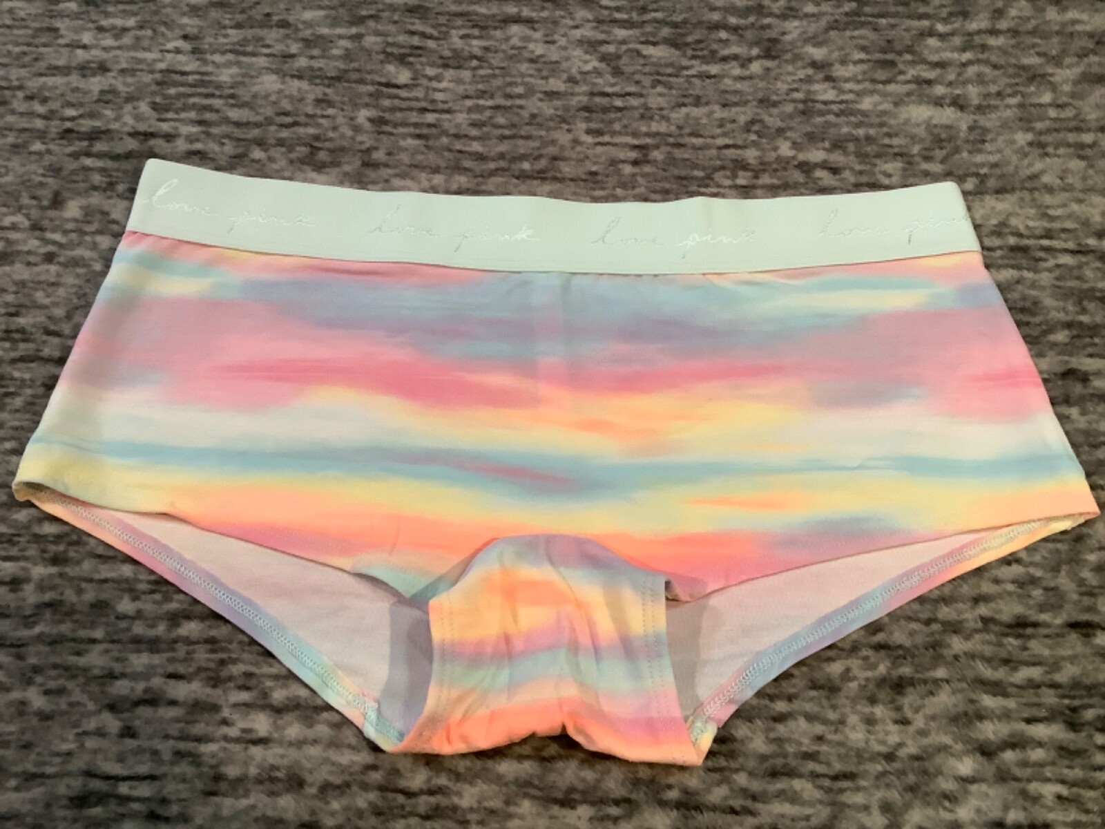 Victoria’s Secret Pink Ombre Tie Dye Boyshort Shortie Panties Sunset L XL NWT
