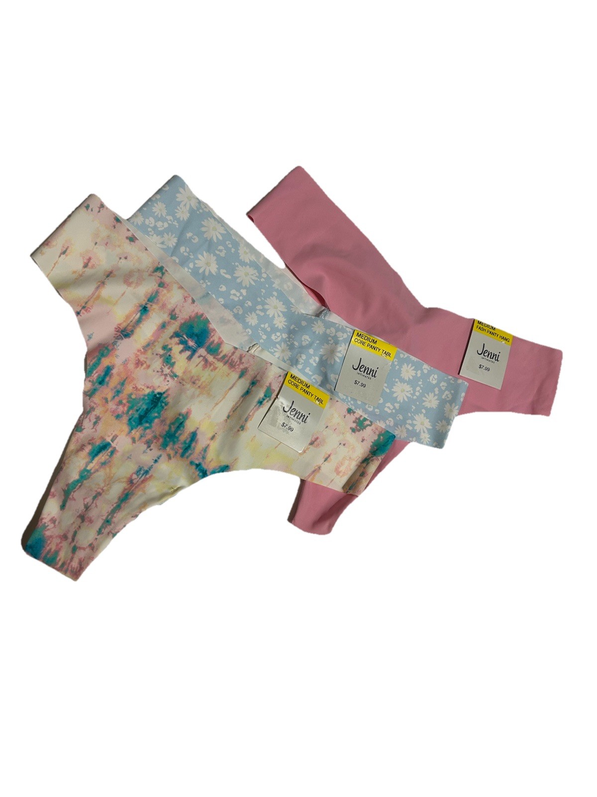 Jenni Women’s No Show Thong Panties 3-Pack Medium Seamless Soft Stretch