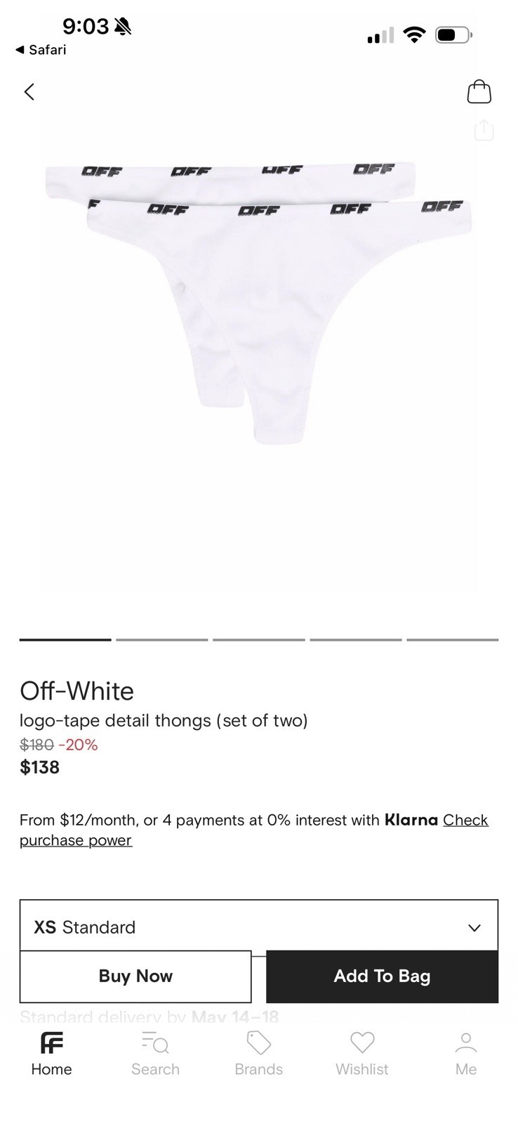 Off-White Logo-Tape Ribbed Stretch Thongs 2 Pack White XS