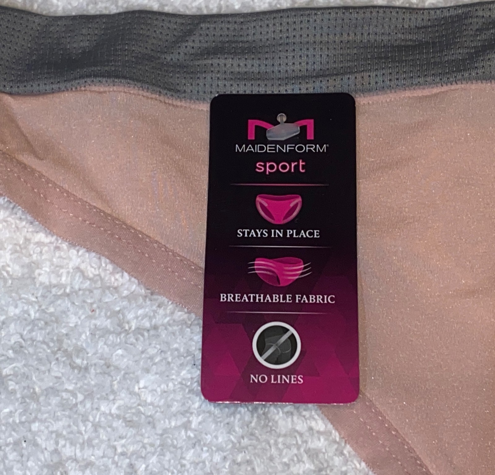 MAIDENFORM Sport Pink Grey Breathable Thong Panty Womens S 5 M 6 L 7 XL 8 2XL 9